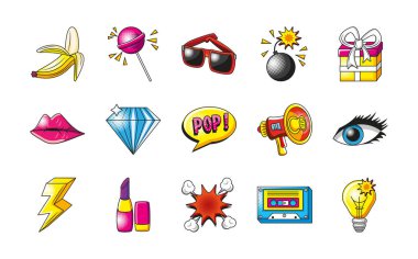 pop sanatının ayrıntılı biçim ikon vektör dizaynı