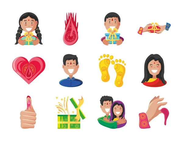 bhai dooj ayrıntılı biçim kümesi vektör tasarımı