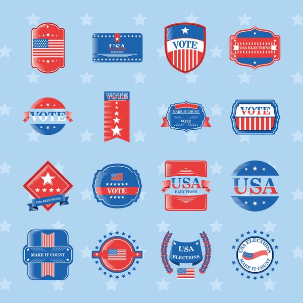 Elezioni negli Stati Uniti e votazione dettagliata collezione stile di icone vettoriale design — Vettoriale Stock