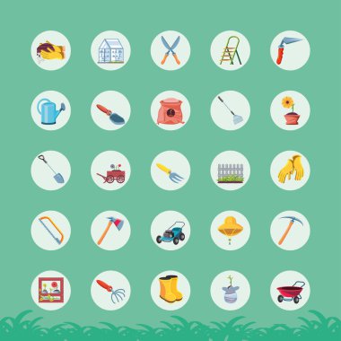 bahçe ayrıntılı biçim simgeleri grup vektör tasarımı