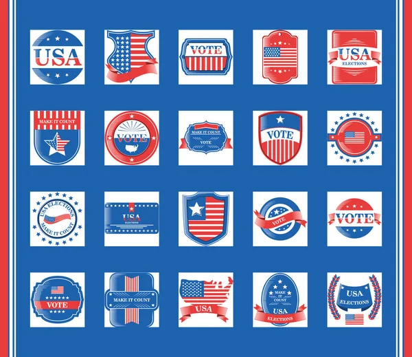 Usa选举和投票详细风格图标组合矢量设计 — 图库矢量图片