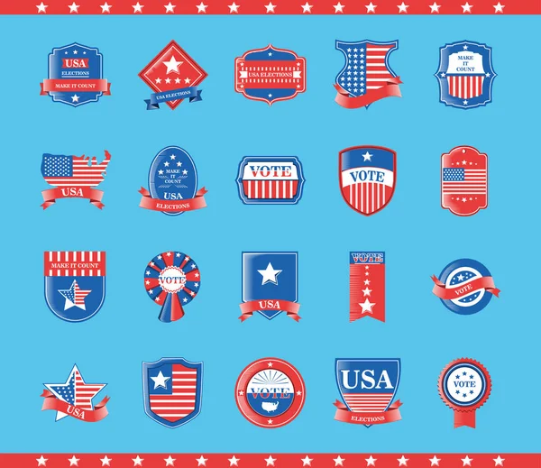 Elezioni USA e votare icone di stile dettagliate bundle design vettoriale — Vettoriale Stock