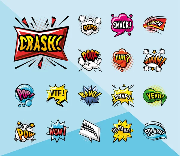 pop sanat kabarcıkları ayrıntılı biçim simgeleri bohça vektör tasarımı