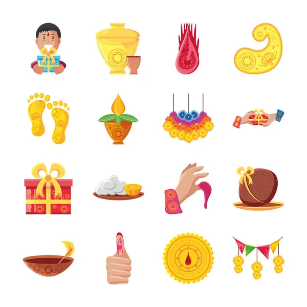 Bhai dooj simge vektör tasarımının ayrıntılı biçim koleksiyonu