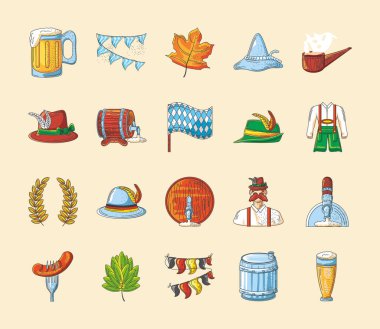 Oktoberfest festivalinin ikonları.