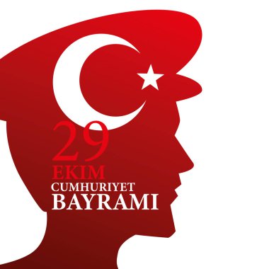 29 ekim cumhuriyet bayrami with Turkish aturk man siluet moon and star vector design