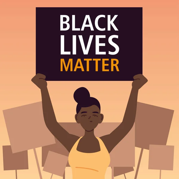 Banner "Black lives matter" mit Cartoon-Vektor-Design für Frauen — Stockvektor