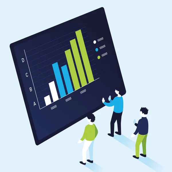 Balken Diagramm-Infografik mit Männern Vektor-Design — Stockvektor