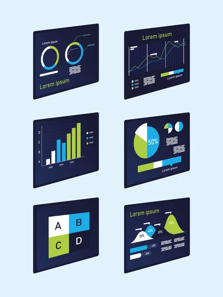 Gráficos infografías icono conjunto vector diseño — Vector de stock