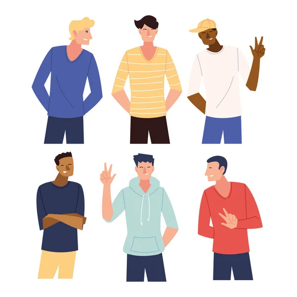 Set van mannen cartoons vector ontwerp — Stockvector