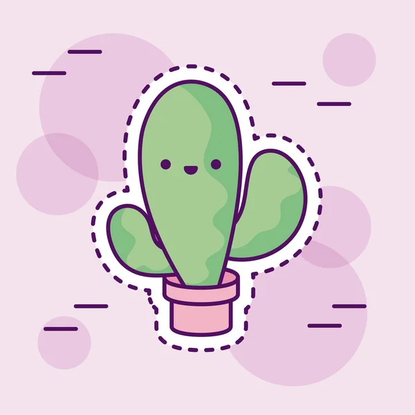 Cactus tropical en maceta, estilo parche — Vector de stock