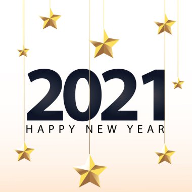 2021 Yıldızlı mutlu yıllar Altın stili vektör tasarımı