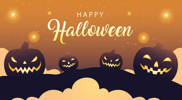 Heureux Halloween citrouilles dessins animés design vectoriel — Image vectorielle