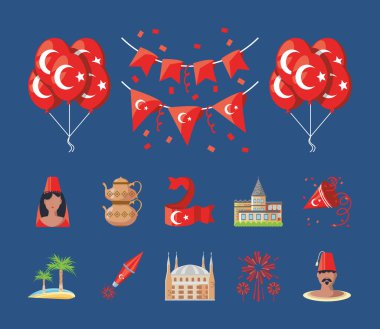 Türkçe simge vektör tasarımı demeti