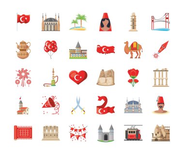 Türkçe ayrıntılı biçim 30 simge set vektör tasarımı