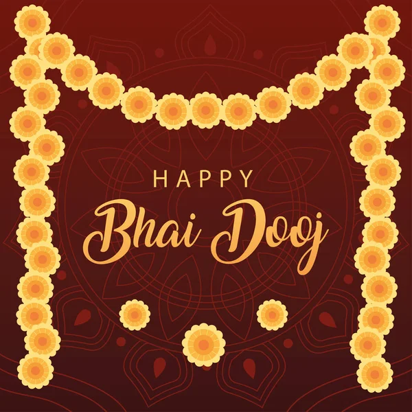 Feliz bhai dooj con flores amarillas vector de diseño — Archivo Imágenes Vectoriales