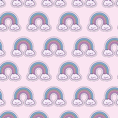 Gökkuşağı ve bulutlu desen, yama biçimi