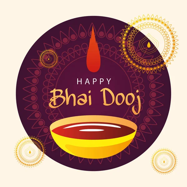 Feliz bhai dooj con el hombre indio diseño de vectores de dibujos animados — Archivo Imágenes Vectoriales