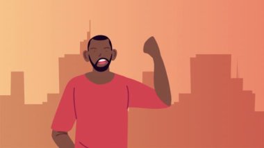 Siyah hayatlar, protesto eden afro adamla animasyon yapmak demektir.
