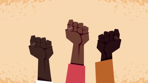 Negro vidas materia animación con manos protestando — Vídeos de Stock