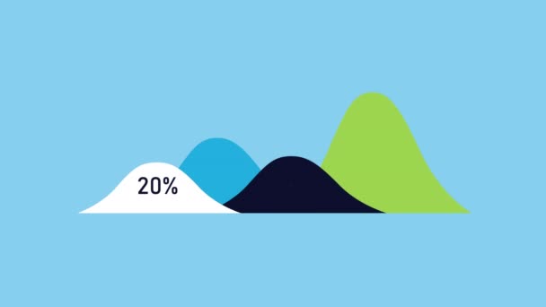 Estadística infografía animación de datos con montañas y porcentajes — Vídeo de stock
