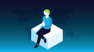 Oturan insanın konuştuğu istatistiksel veri canlandırması