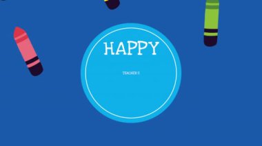 Renkli, dairesel çerçeveli mutlu öğretmenler günü harfleri