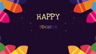 Mutlu öğretmenler günü renkli kalemlerle yazılıyor