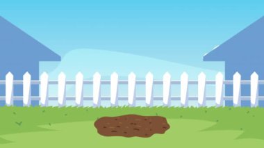 Ağaç ve çitlerle bahçe animasyonu