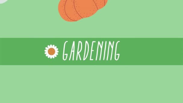 Gardening animation with lettering and elements — Stock Video