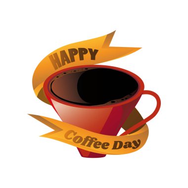 Kahveli mutlu kahve günü etiketi