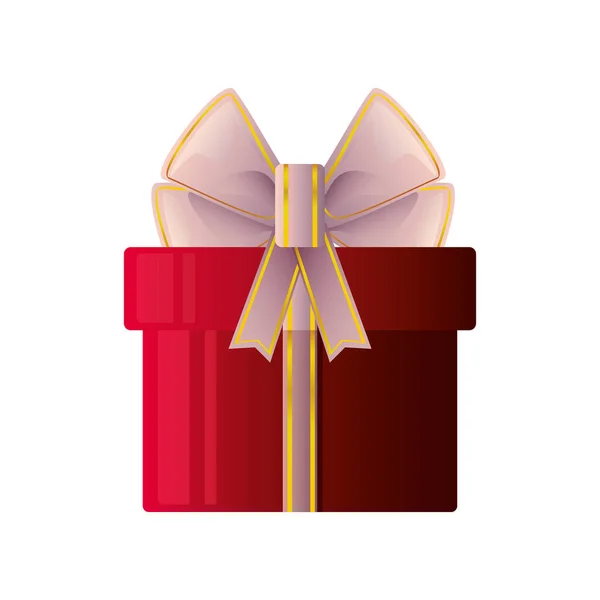 Rote Geschenkbox mit Band auf weißem Hintergrund — Stockvektor