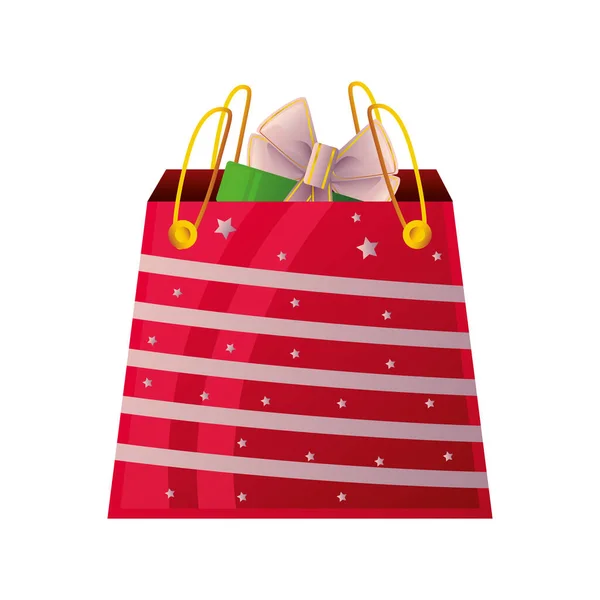 白い背景のクリスマスレッドギフトバッグ — ストックベクタ