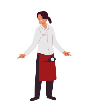 Üniformalı garson ve beyaz arka planda menü