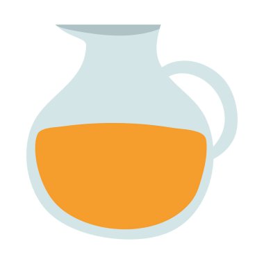 Beyaz arka planda meyve suyu olan cam sürahi.