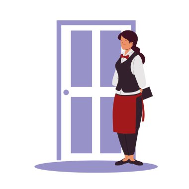 Bayan garson misafirleri bekliyor.