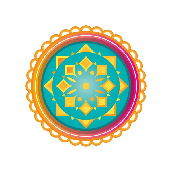 Bloemen mandala of decoratie oosterse op witte achtergrond — Stockvector