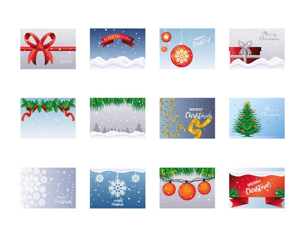 Set of merry christmas banners — Stock Vector