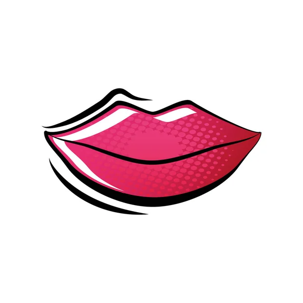 白い背景に女性の唇のポップアートスタイル — ストックベクタ
