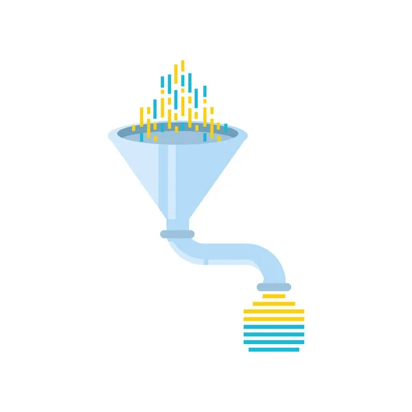 Dataanalysfilter tratt process detaljerad — Stock vektor