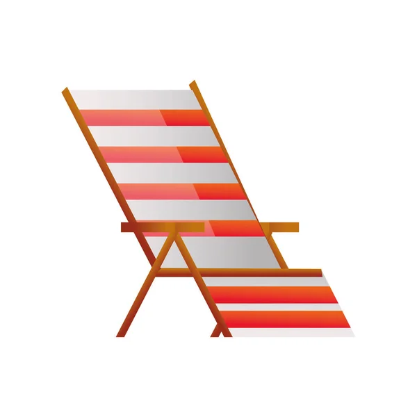 Viagem de férias de verão, cadeira de praia listrada mobiliário estilo detalhado — Vetor de Stock