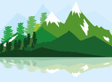 Manzara ormanın zirveleri karlı kayalar ve güzel yansımalar