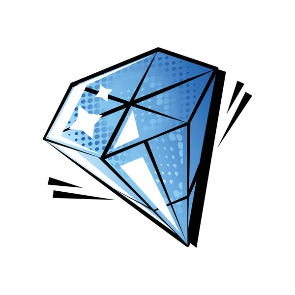 Diamant pierre gemme style pop art sur fond blanc — Image vectorielle