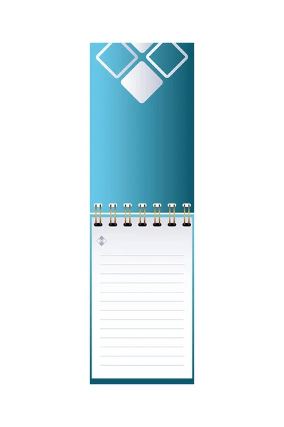 Cuaderno azul abierto con hojas rayadas — Vector de stock