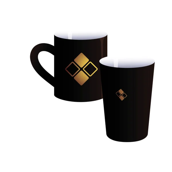 Mugg och glas med corporate branding image — Stock vektor