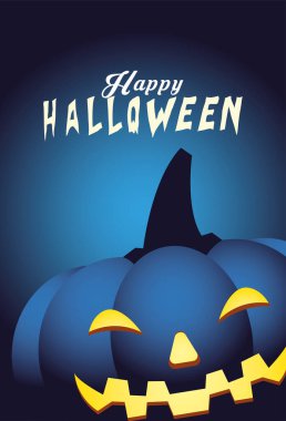 Cadılar Bayramı mavi balkabağı vektör tasarımı