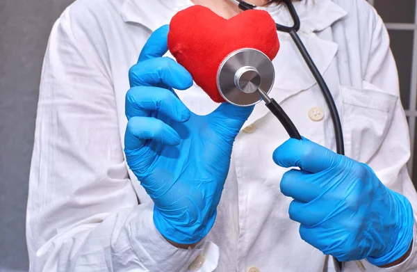 Médico Sostiene Corazón Simulado Sus Manos —  Fotos de Stock