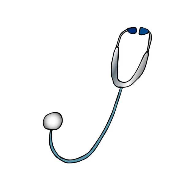 Stethoscoop, kleurenfonendoscoop. stethofonendoscoop schets, medisch instrument. — Stockvector