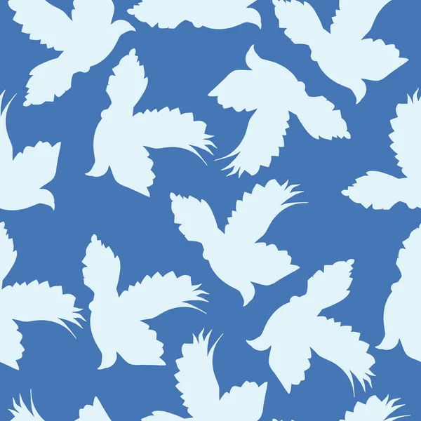 Pombas voadoras sem costura do teste padrão da paz, pombos —  Vetores de Stock
