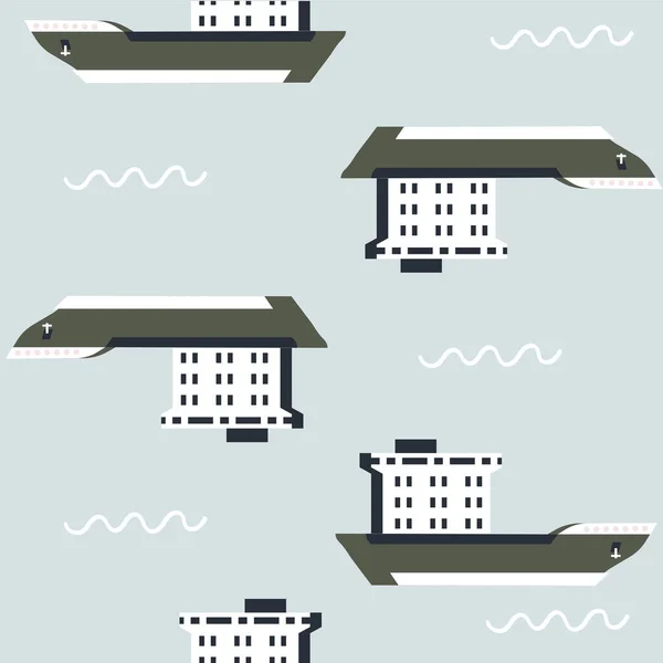 Gemi Deseni Düzlüğü. Dalgalı mavi arkaplan